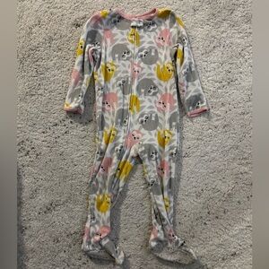 Child of Mine Carter's Fleece Pink and Yellow Sloth Footie Sleeper Size 3T